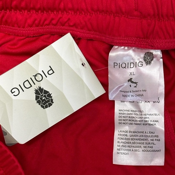 Mens Piqidig XL 40 - 42 Shorts Basketball Active Red Drawstring Fit Stretch NWT - Picture 7 of 10